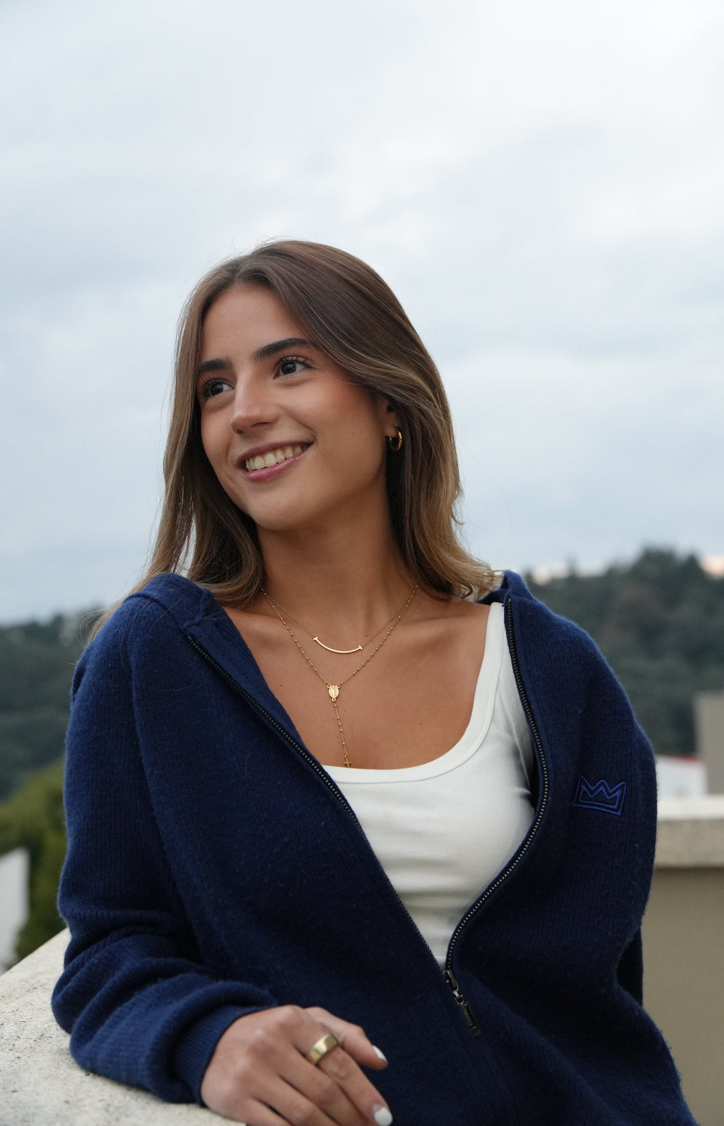 SUÉTER CON CIERRE AZUL MARINO CASHMERE