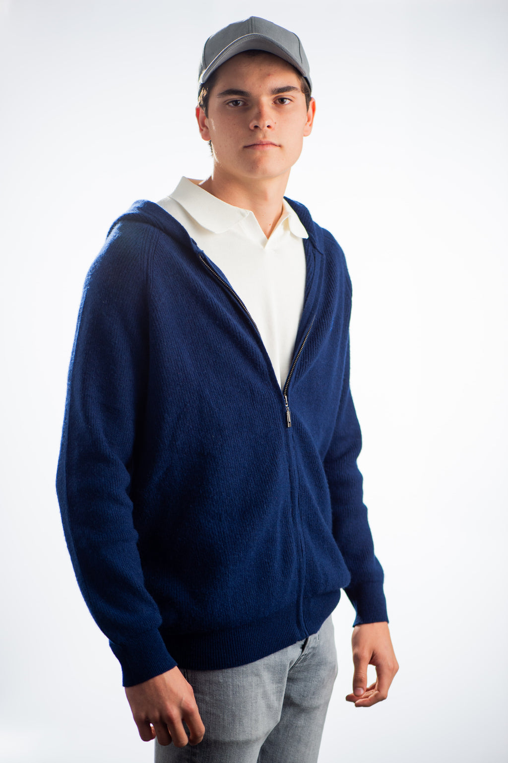 SUÉTER CON CIERRE AZUL MARINO CASHMERE