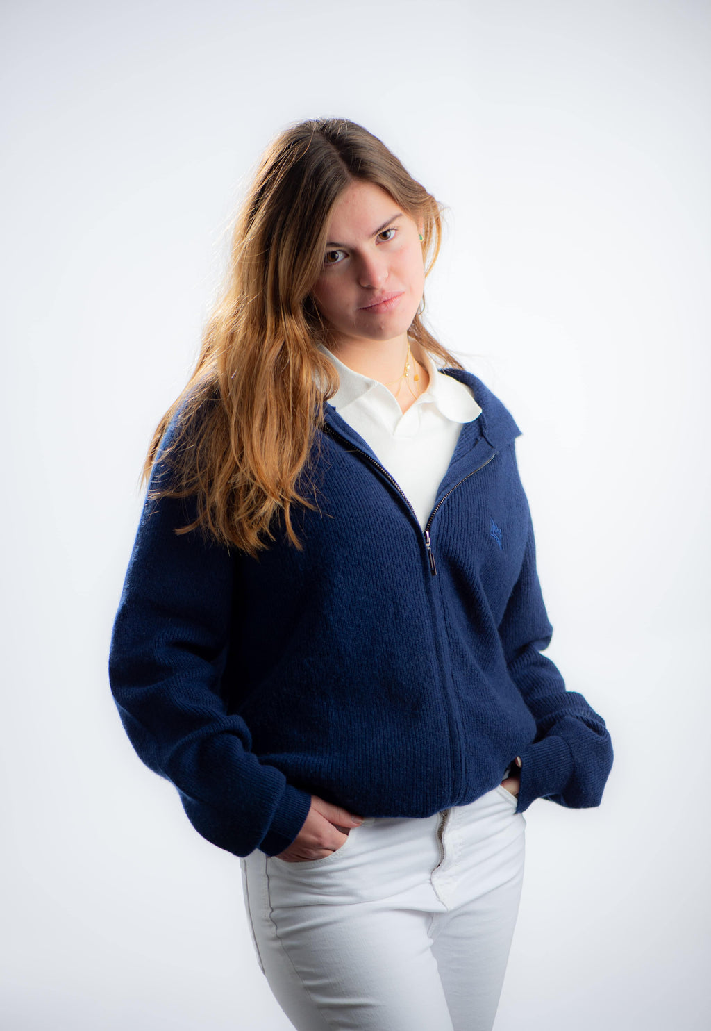 SUÉTER CON CIERRE AZUL MARINO CASHMERE