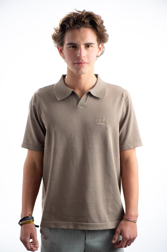 CLASSIC BROWN KNITTED POLO